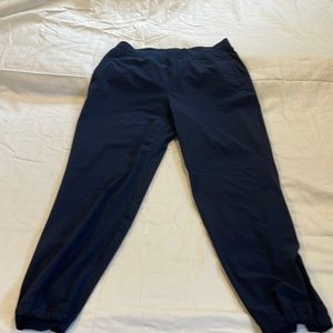 Lululemon high rise jogger.  Full length, quick drying fabric.